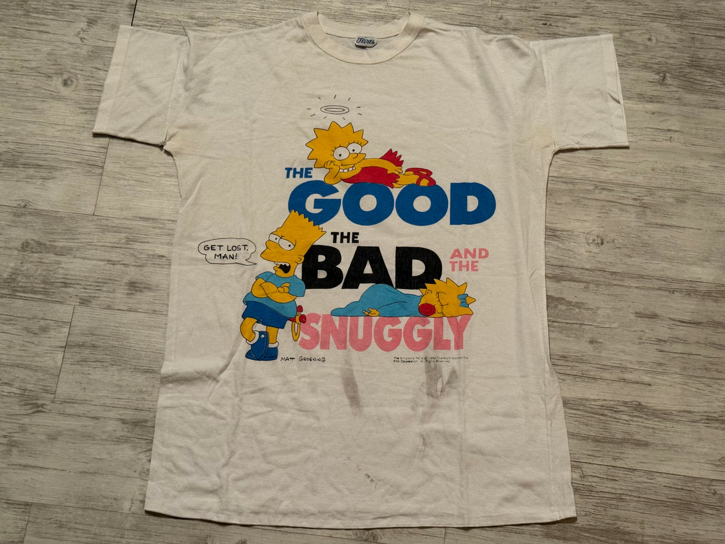 1990 The Simpson The Good The Bad The Snuggly Tee - White Size XL