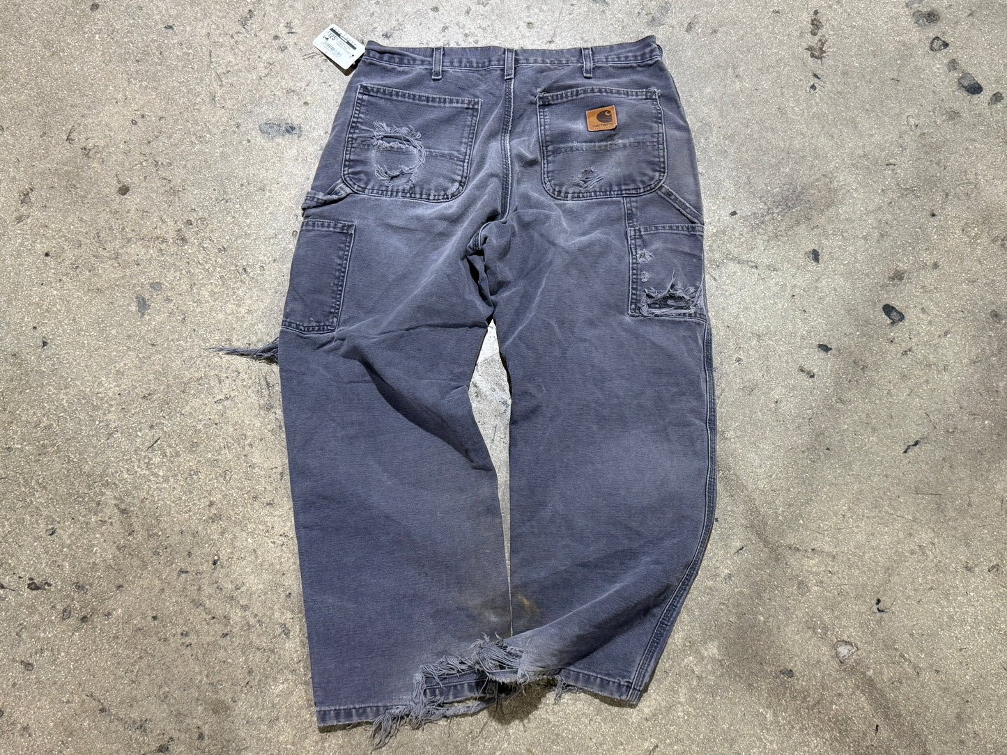 Distressed Carhartt Carpenter Pants - Faded Grey Size 33x30