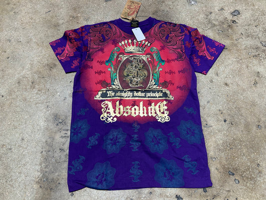Raw Blue Absolute Crazy Print Tee - Purple/Multi Size Large