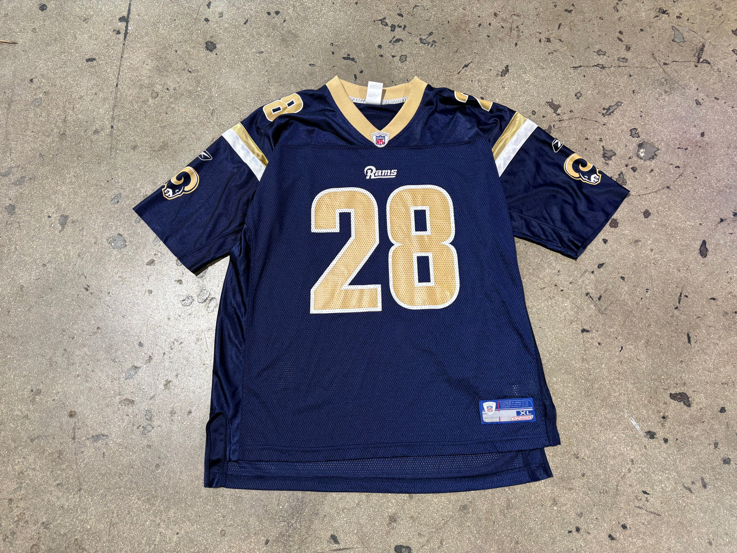 Reebok St Louis Rams #28 Faulk Football Jersey - Navy Size XL