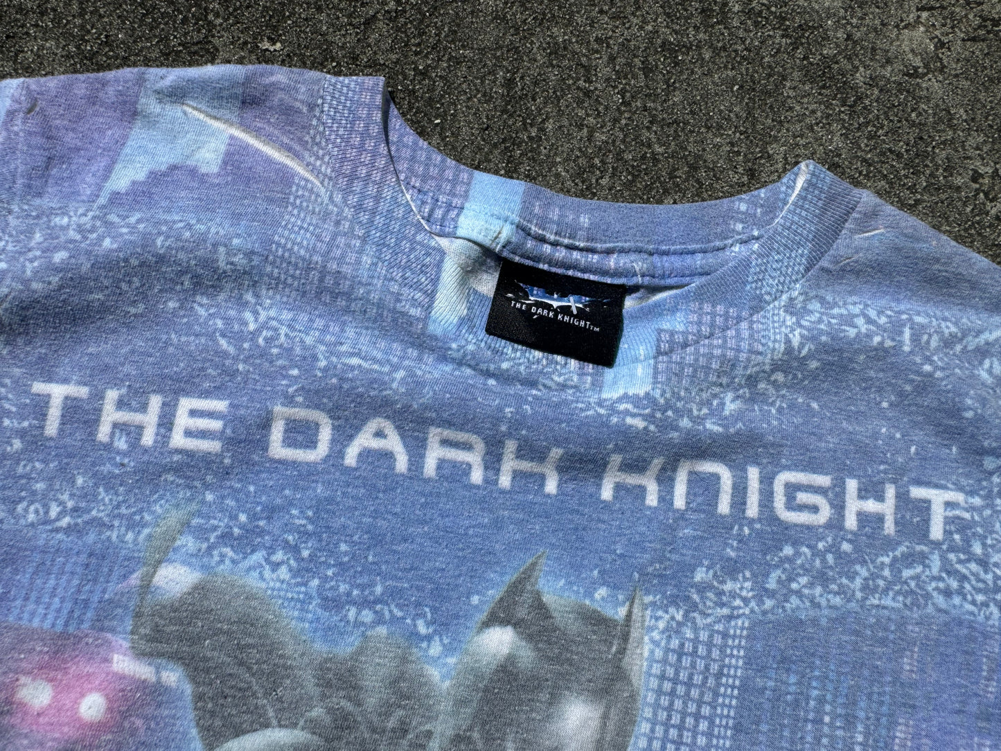 The Dark Knight Batman All Over Print Tee - Blue  Kids Size Medium