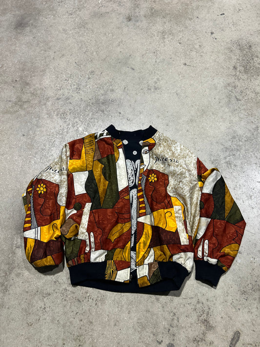 Reversible Silk Bandana Tapestry Picasso Jacket - Black L