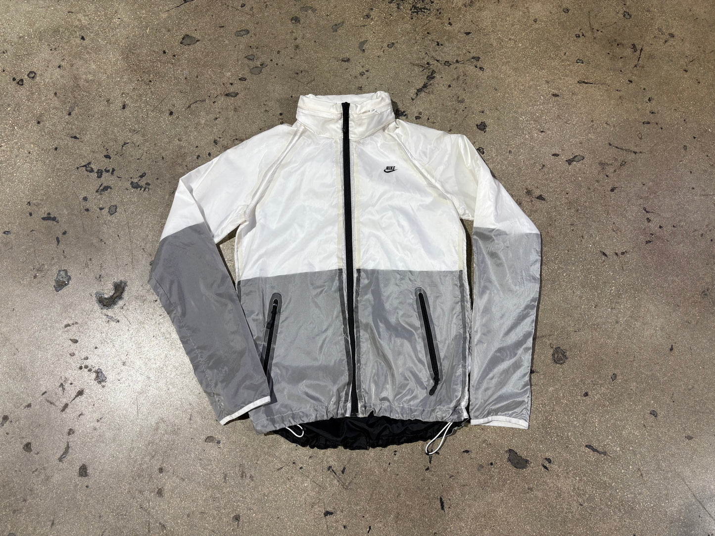 Nike Transparent Windbreaker Zip Up Jacket - White/ Grey Size Small