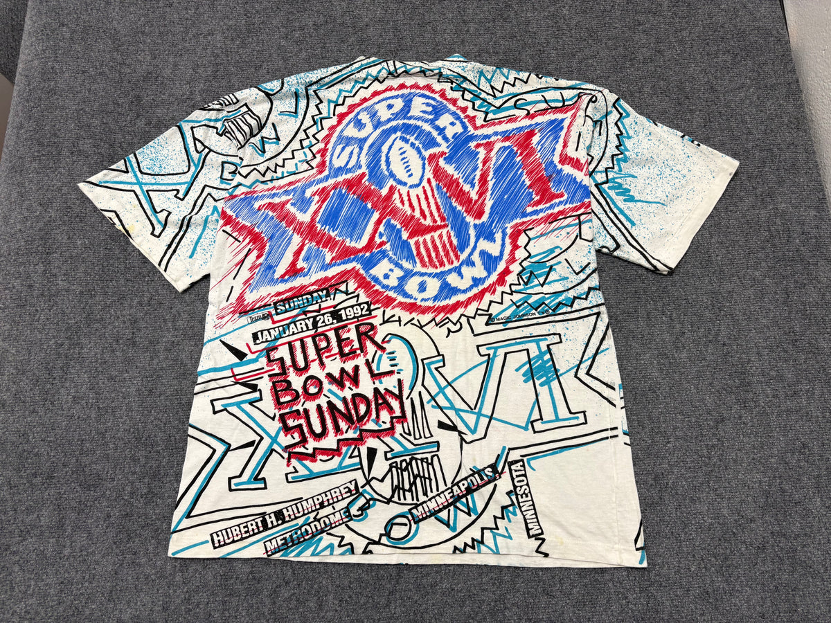 1992 Super Bowl Sunday AOP Tee - White Size Large