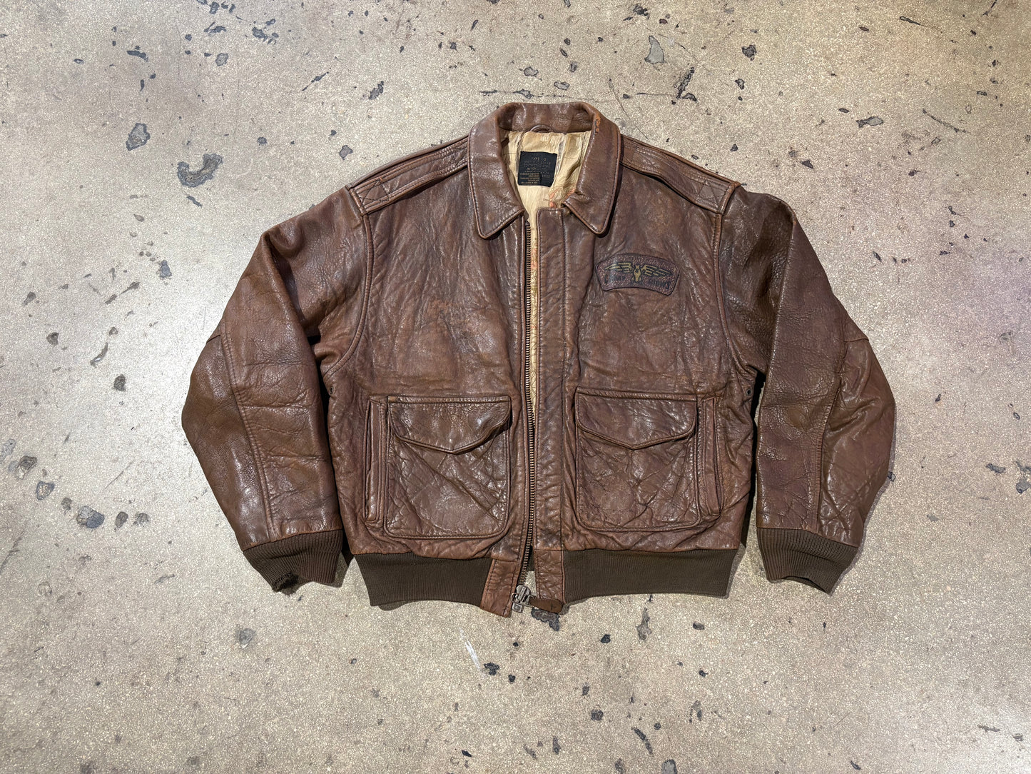 Averiex Camp Shows Type A2 Leather Jacket - Brown Size Small