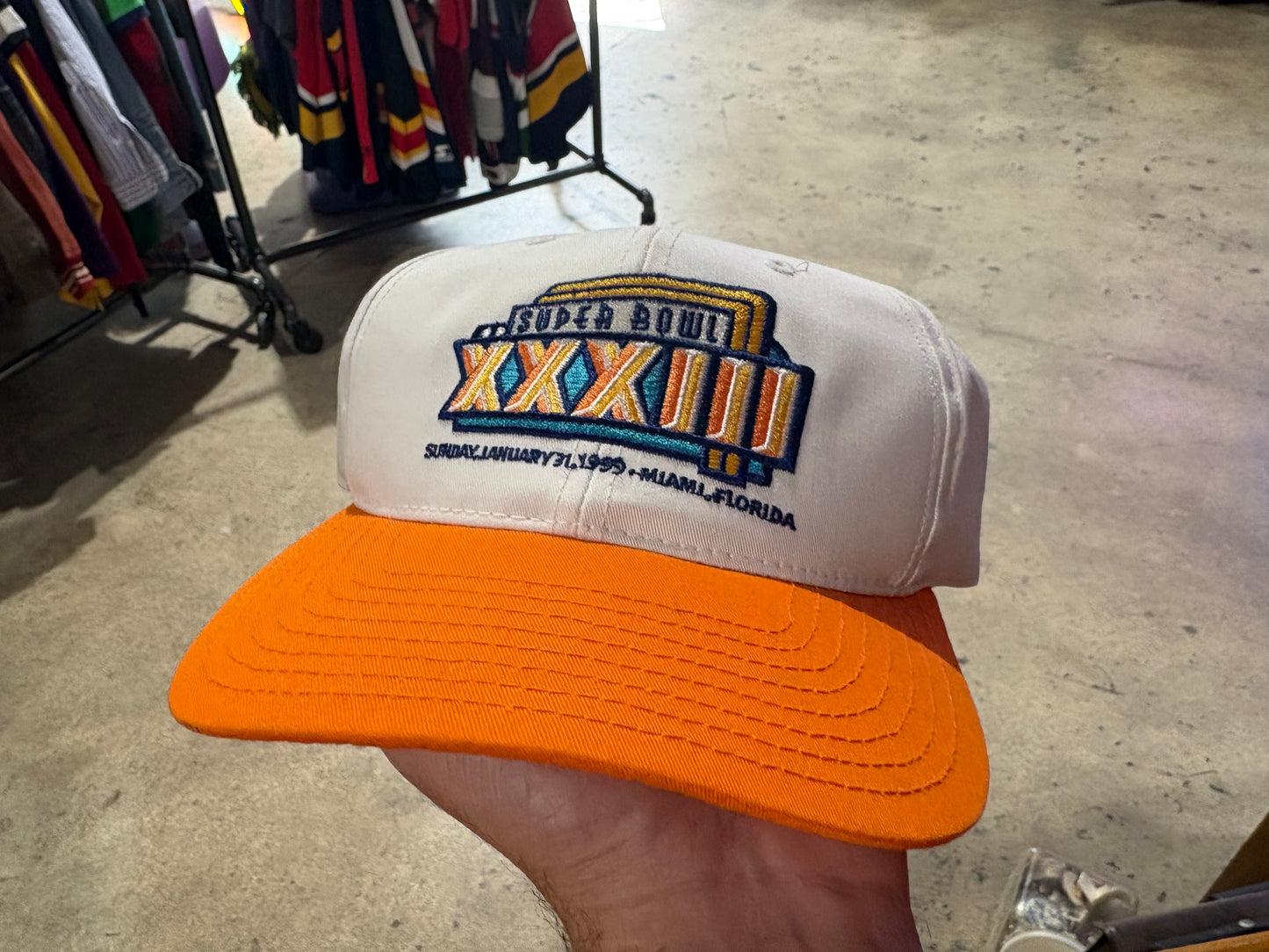 1999 Super Bowl XXIII Miami Snapback - White/ Orange
