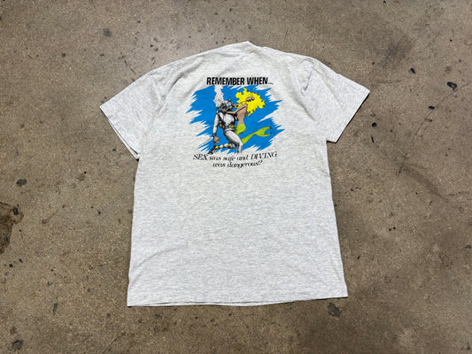 1991 Remember When Sex Was Safe Diving Tee - Gray Size XL