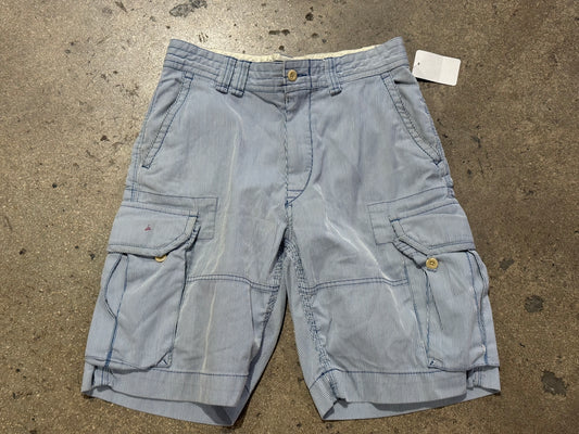 Polo Ralph Lauren Microstripe Cargo Shorts - White/Blue Size 31