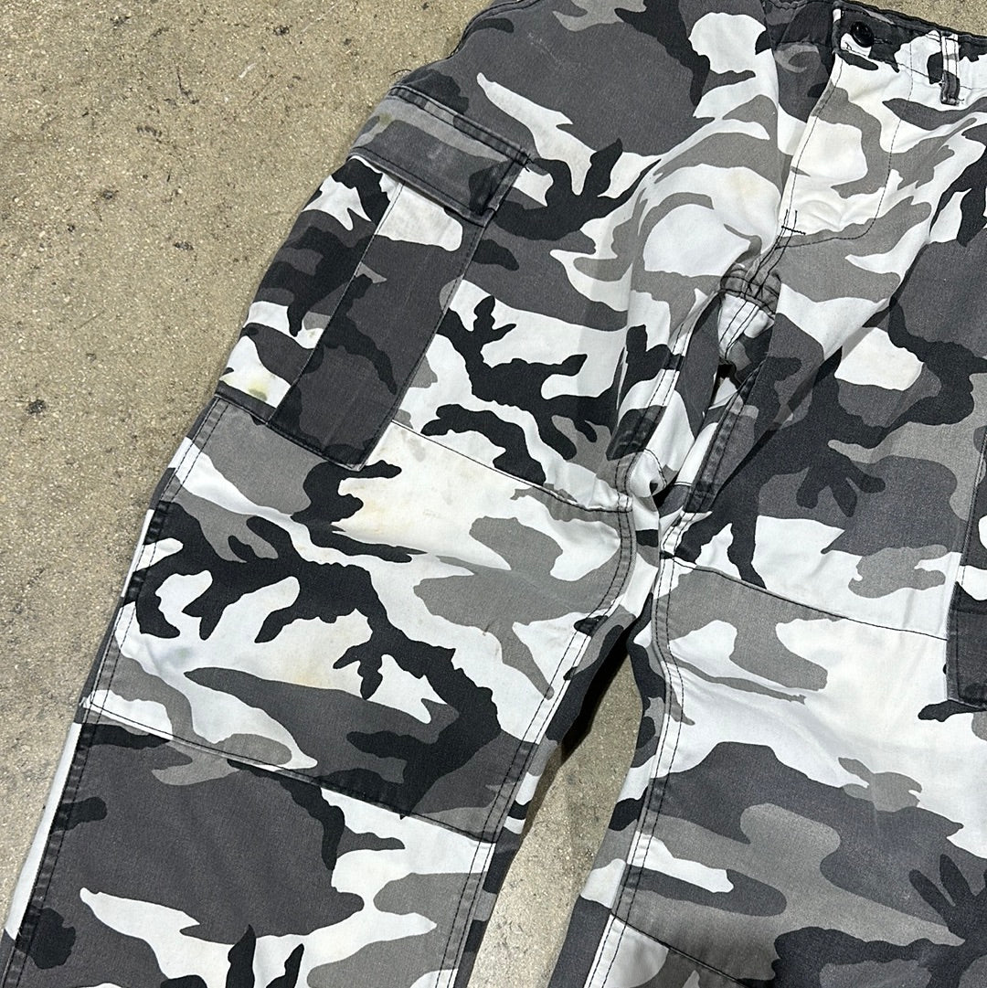 Urban Camo Cargo Pants - White Camo Size 30x32