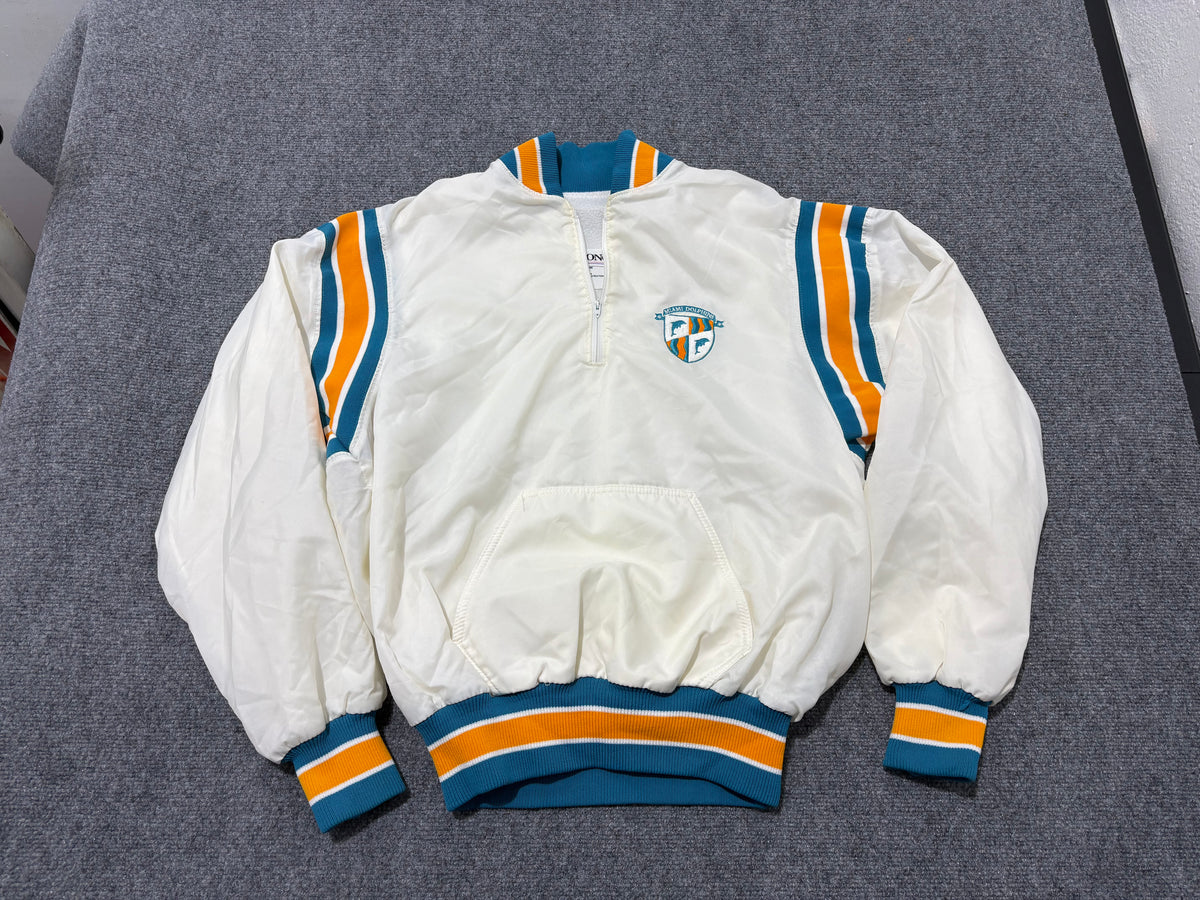 Miami Dolphins Pullover Windbreaker Jacket - White Size Large