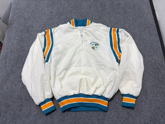 Miami Dolphins Pullover Windbreaker Jacket - White Size Large