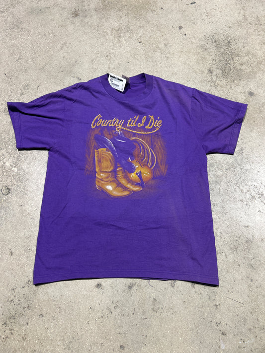 90s Country Til I Die Tee - Purple Size Large