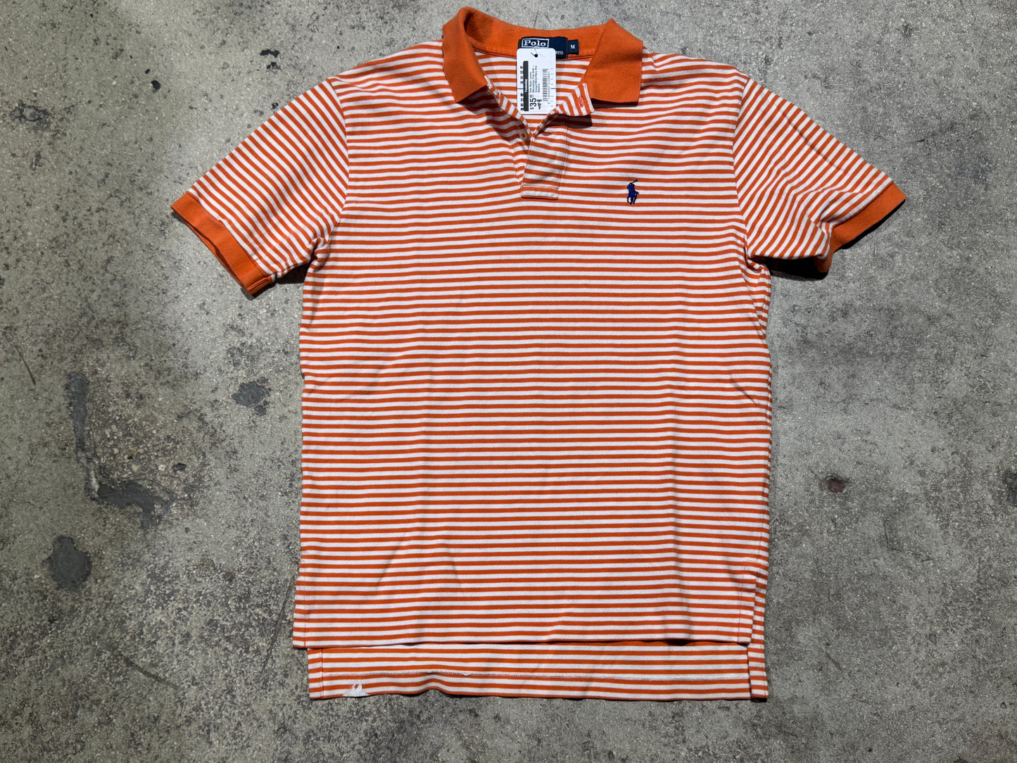 Polo Ralph Lauren Microstripe Polo Shirt - Orange/White/Navy Size Medium