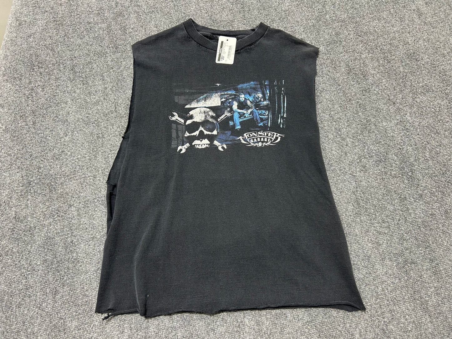 Cutoff Sleeveless Monster Garage Tee - Black Size Large