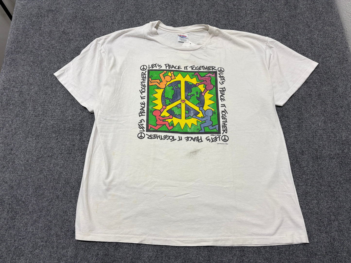1993 Keith Haring Let's Peace It Together Tee - White Size 2XL