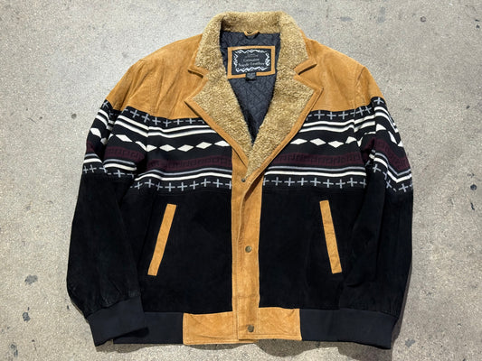 Sherpa Collar Tribal Jacket - Black Size XXL