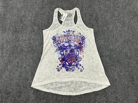Rocker Girl America Racerback Tank Top - White Size Large