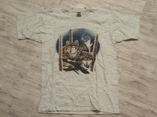 1994 3 Wolf Pack Tee - Ash Grey Size Large