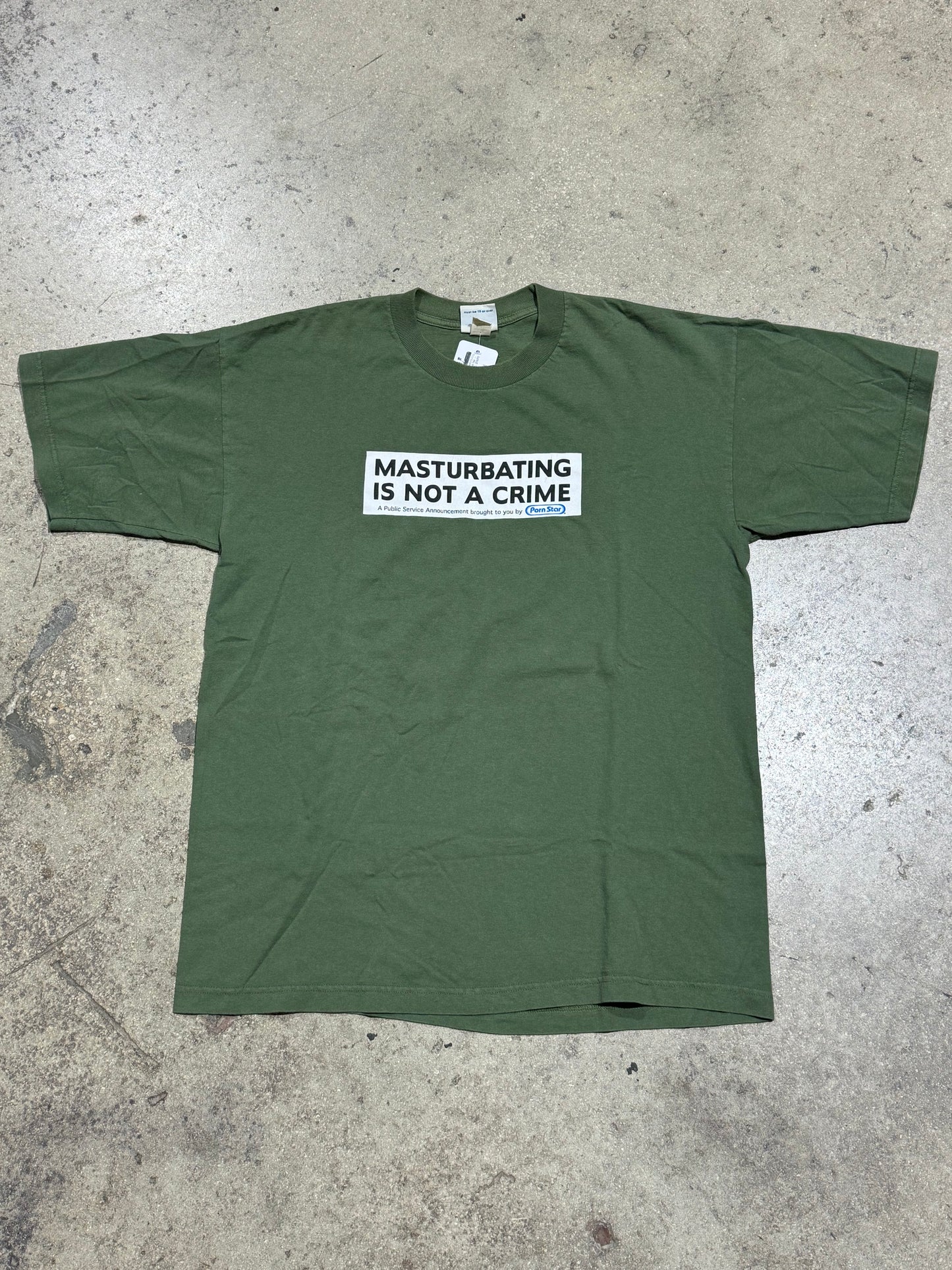 Porn Star Masturbating Is Not A Crime Tee - Green Size XL