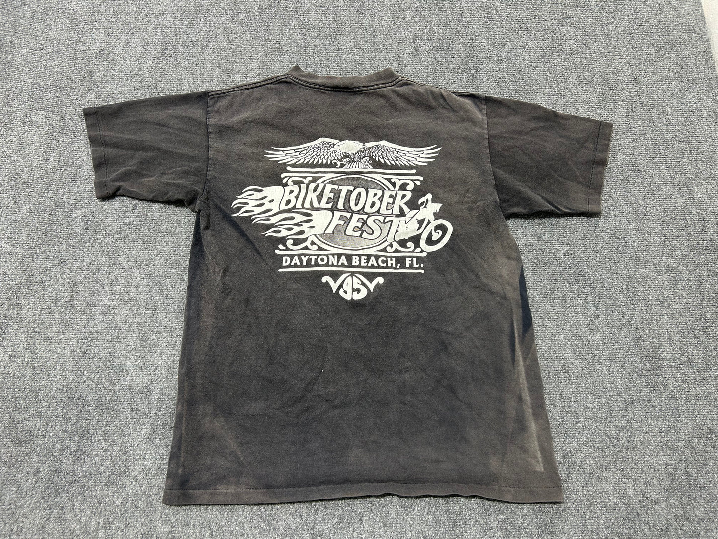 1995 Faded Biketoberfest Engine Tee - Black/Purple Size Medium