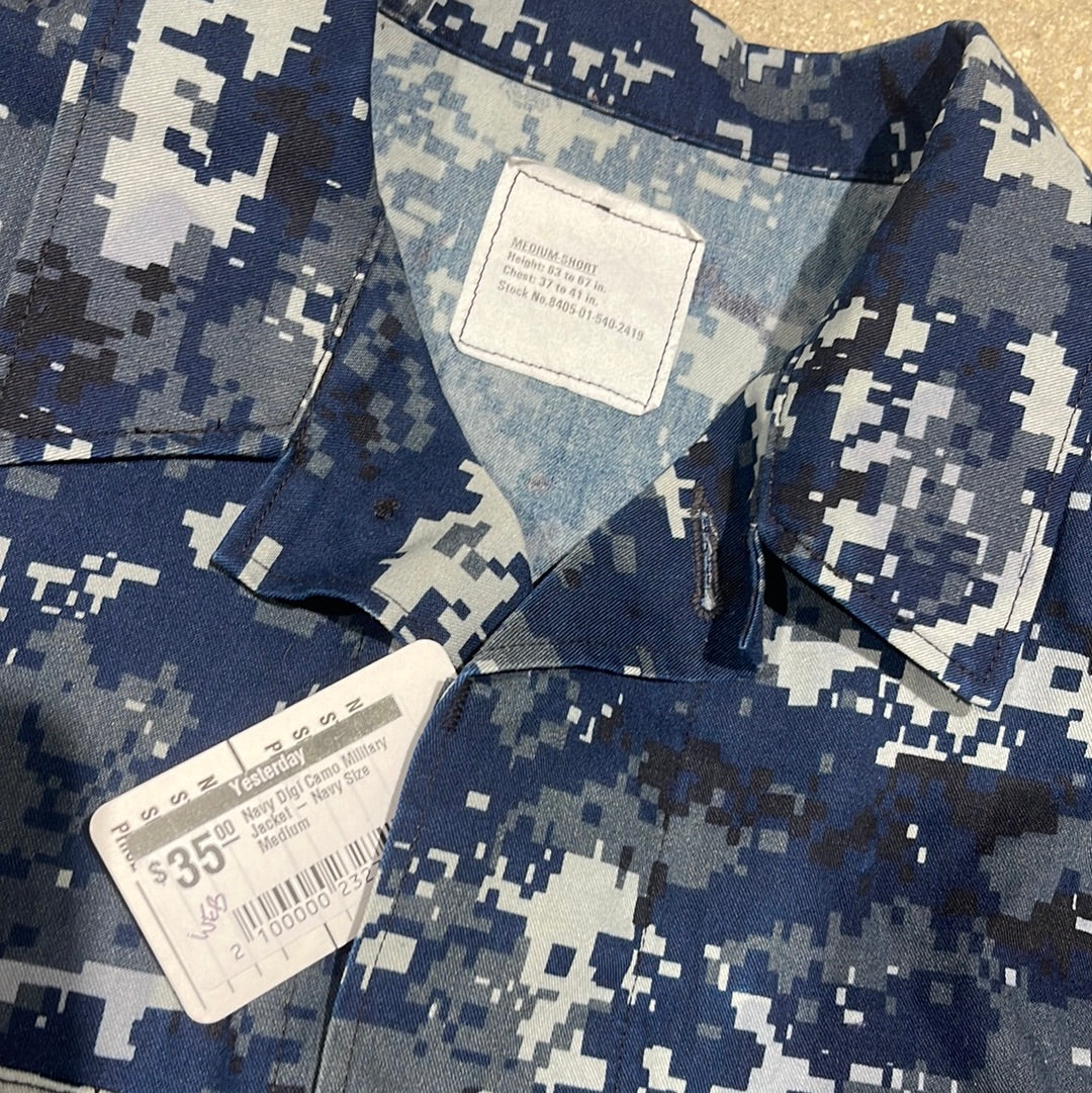 Navy Digi Camo Military Jacket - Navy Size Medium