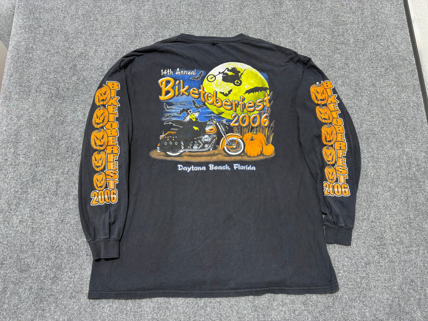 2006 Biketoberfest Pumpkin Long Sleeve Tee - Black Size Large