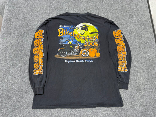 2006 Biketoberfest Pumpkin Long Sleeve Tee - Black Size Large