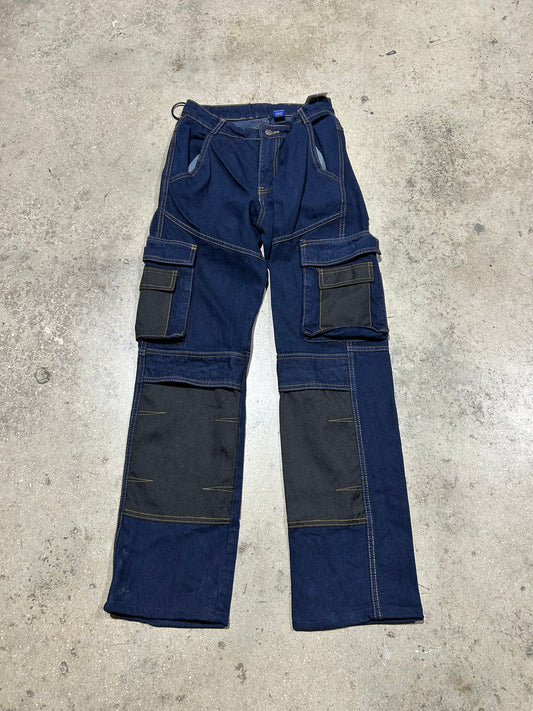 Panel Cargo Jeans - Blue/Black Size 30x32