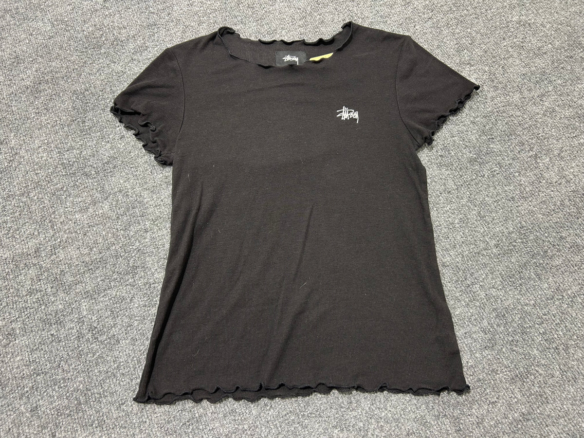 Womens Stussy Ribbed Top -Black Size Small