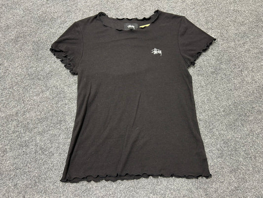 Womens Stussy Ribbed Top -Black Size Small