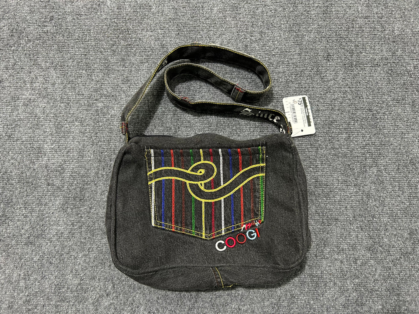 Coogi Reworked Denim Side Bag - Grey/Multicolor