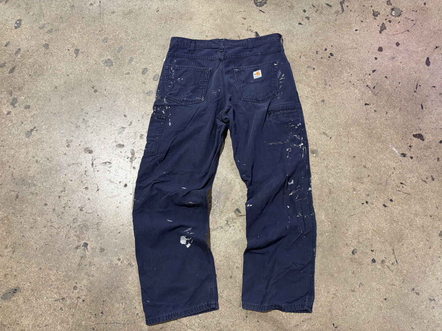 Paint Splatter Carhartt Work Pants - Navy Size 33 x 30