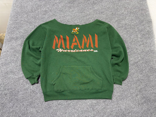 Miami Hurricanes Cut Neck Sweatshirt - Green Size Large