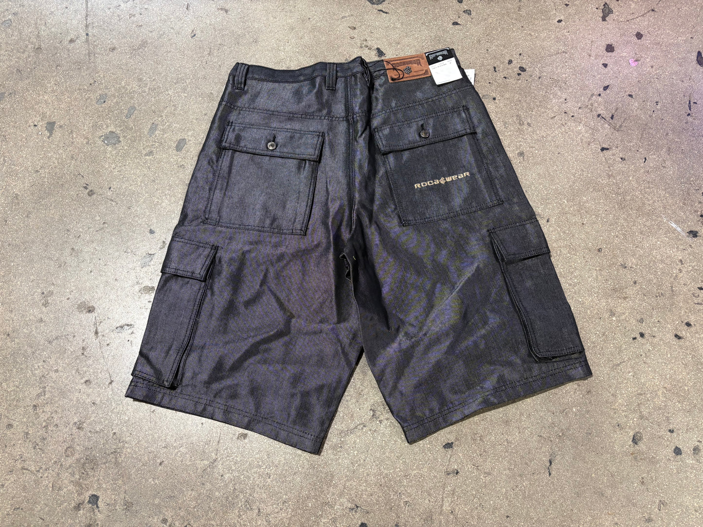 Rocawear Raw Denim Jean Shorts - Shiny Black Size 36
