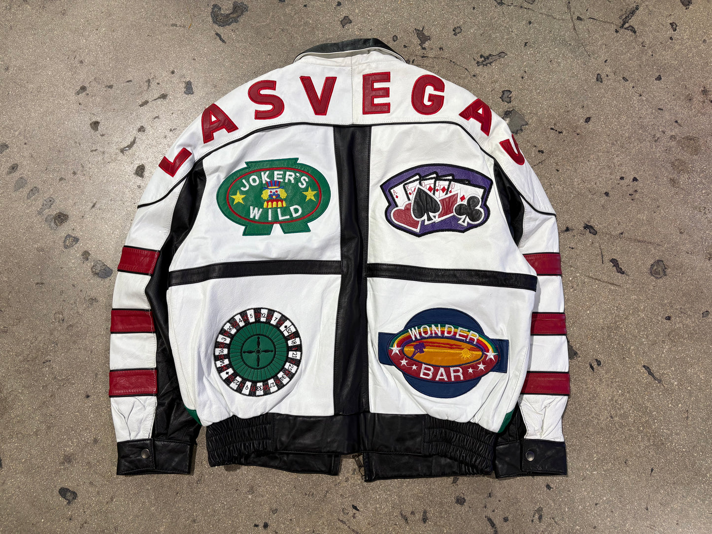 Stalian Casino Jackpot Leather Jacket - Black/White Size Large