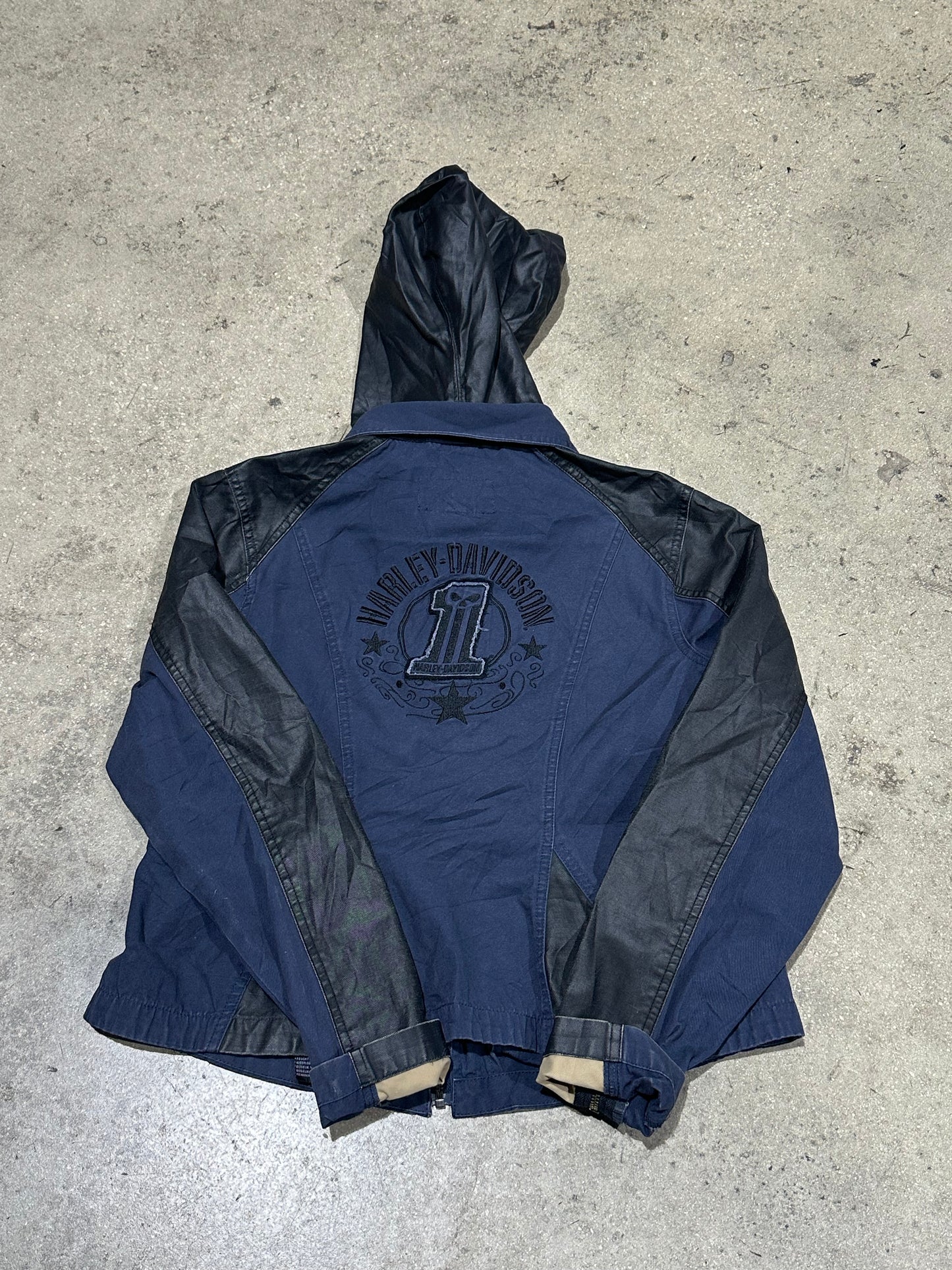 Harley Davidson Hooded Jacket - Navy/Black Size Large