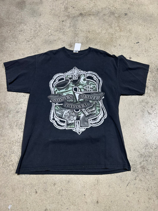 Money Power Respect Bling Tee - Black Size XXL