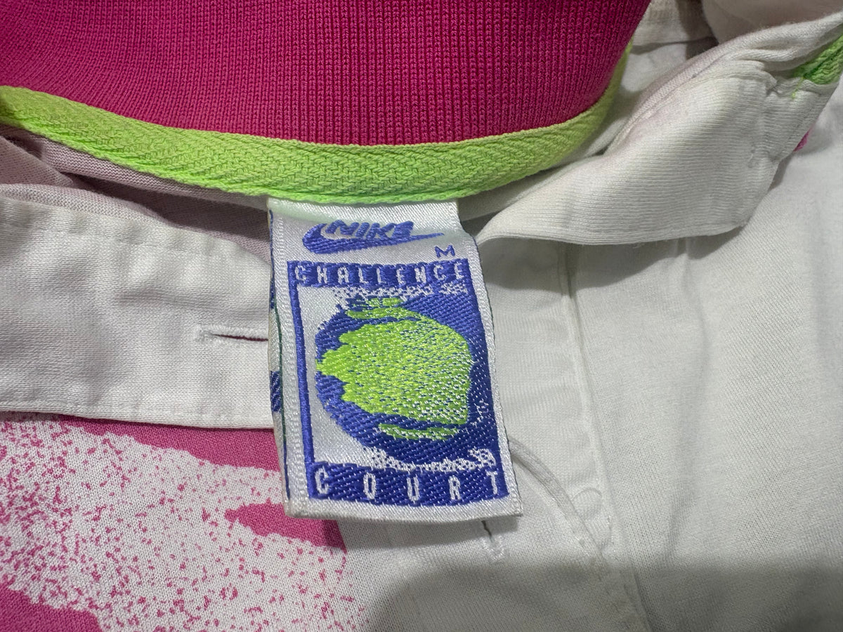 Nike Challenge Court Agassi Polo - White / Pink Size Medium