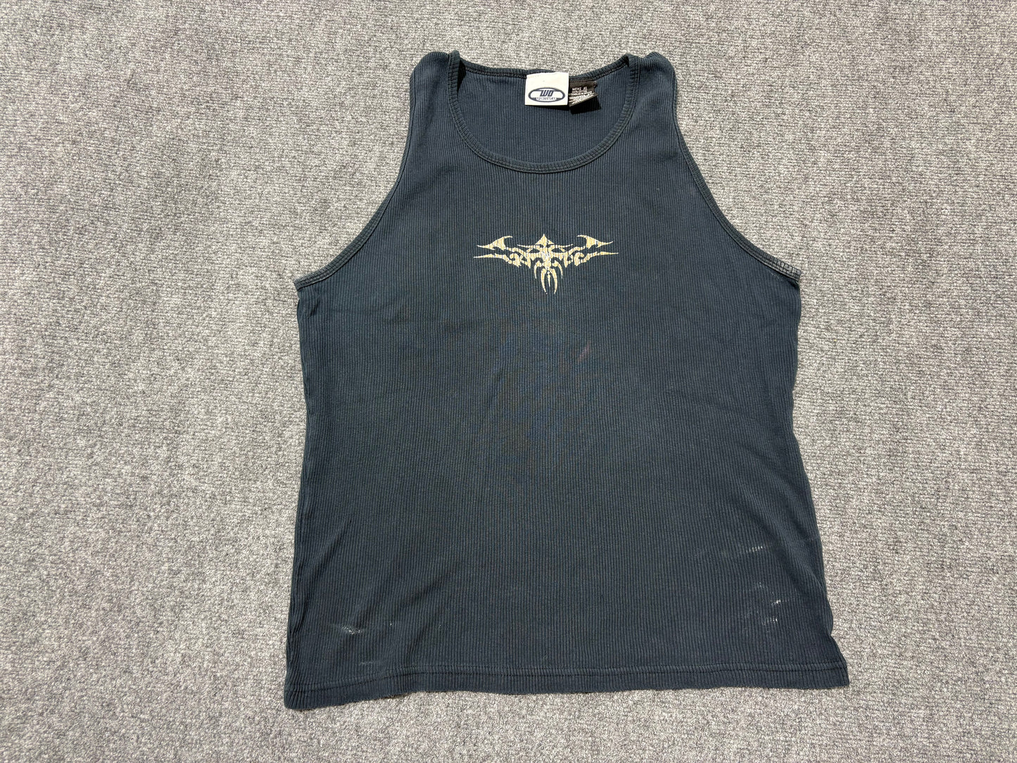 Tribal Ribbed Tank Top - Black Size XL