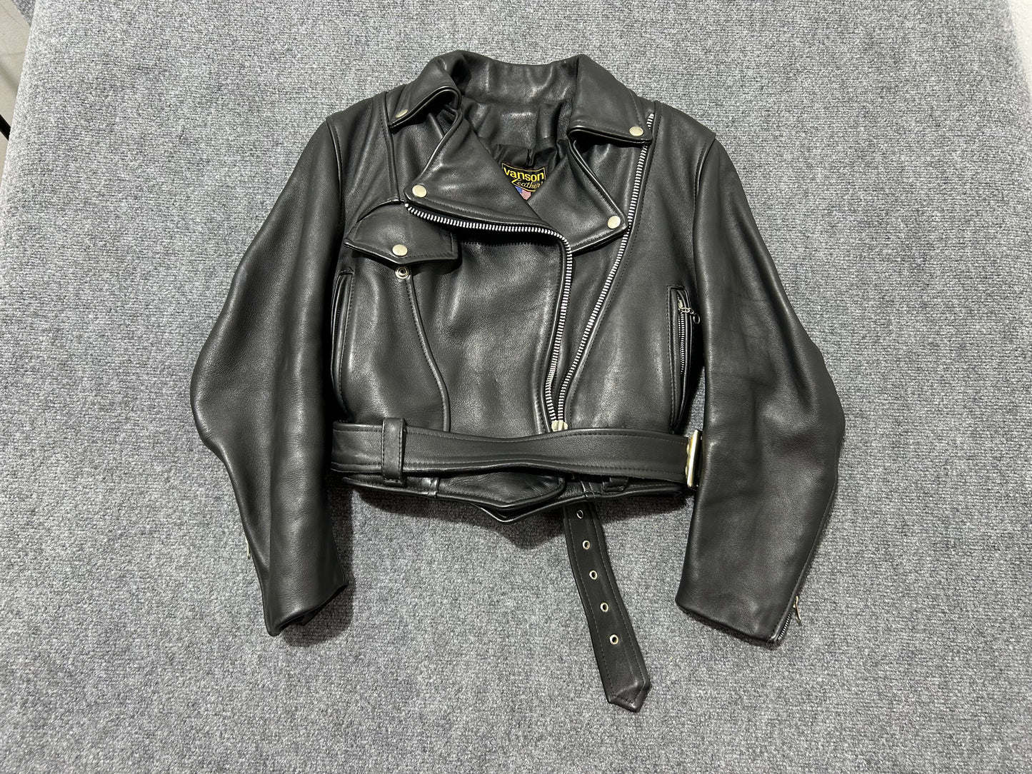 WMNS Vanson Leather Biker Jacket - Black Size 6