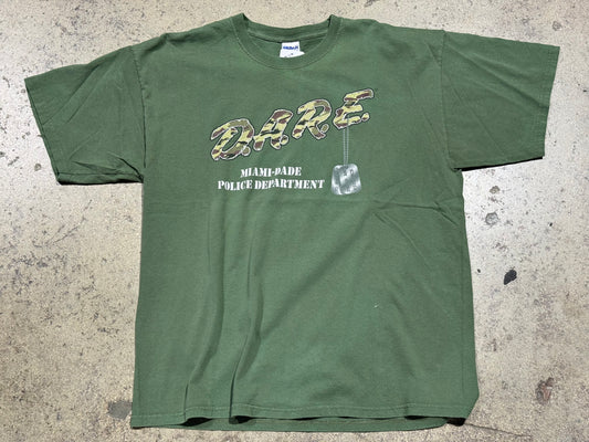 DARE Miami Dade Camo Letters Tee - Olive Size XL