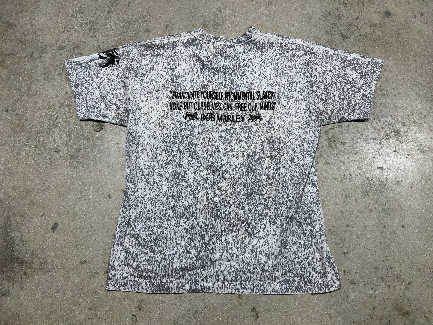"Emancipate Yourself From Mental Slavery..." Bob Marley Tee - B/W Multi Size XL