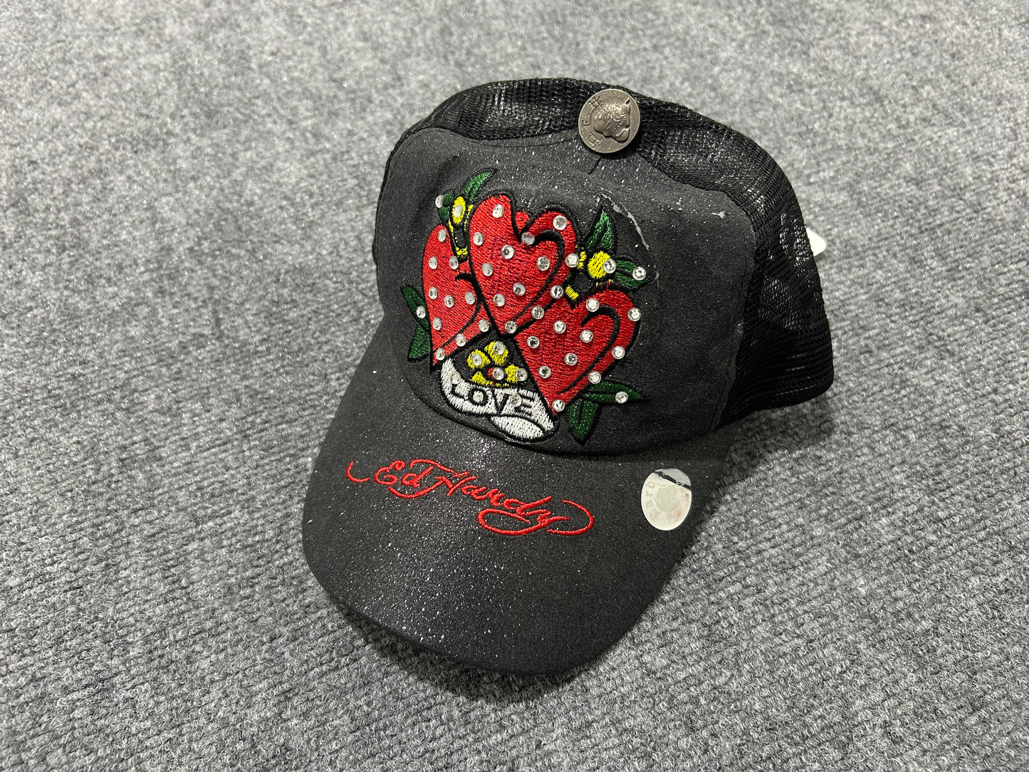 Ed Hardy Love Glitter Hat - Black