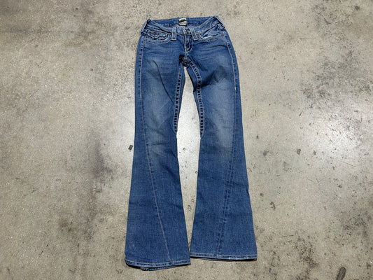 WMNS True Religion Skinny Flared Jeans - Blue Size 24