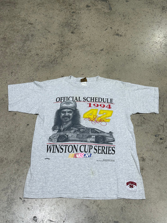 1994 Nascar Winston Cup Schedule Tee - Ash Grey Size Large