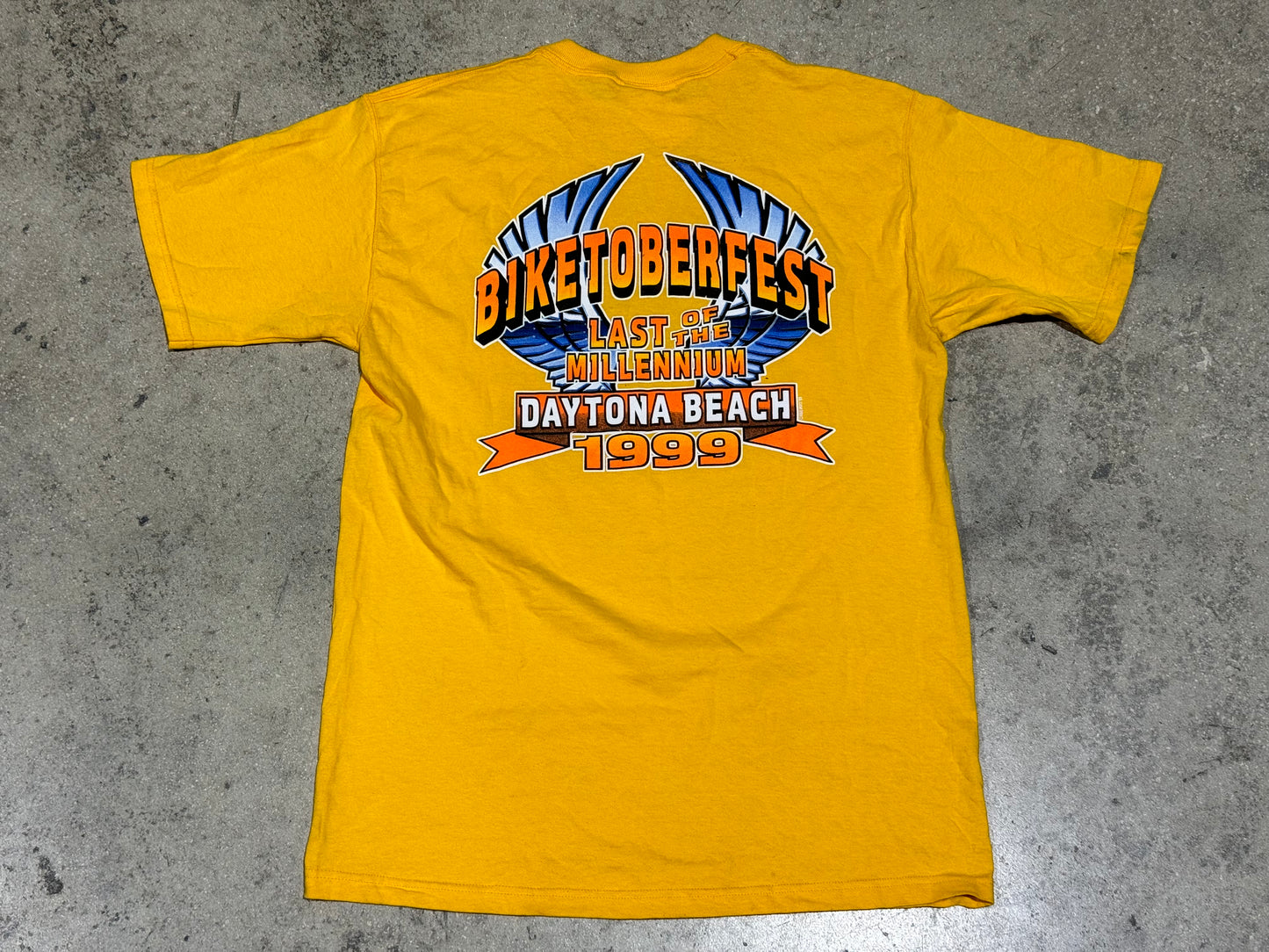 1999 Biketoberfest Before The Millennium Tee - Yellow Size XL