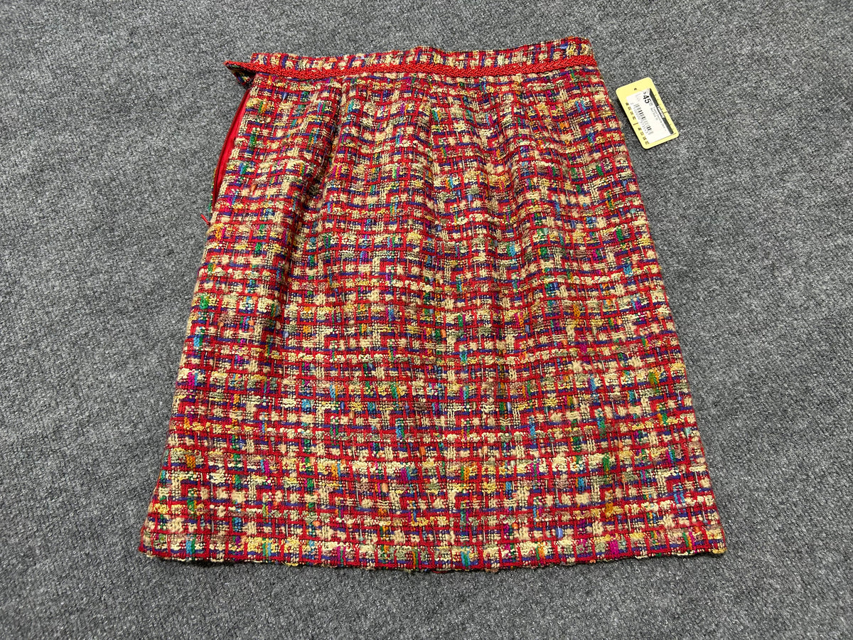Tweed Dantella Skirt - Red Size 10
