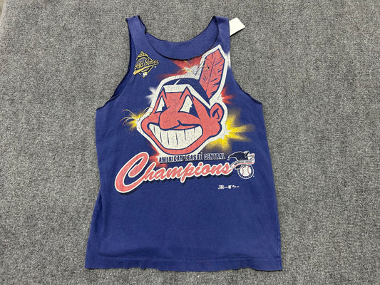 1995 Cleveland Indians Champion Cut Off Shirt - Navy Size Large