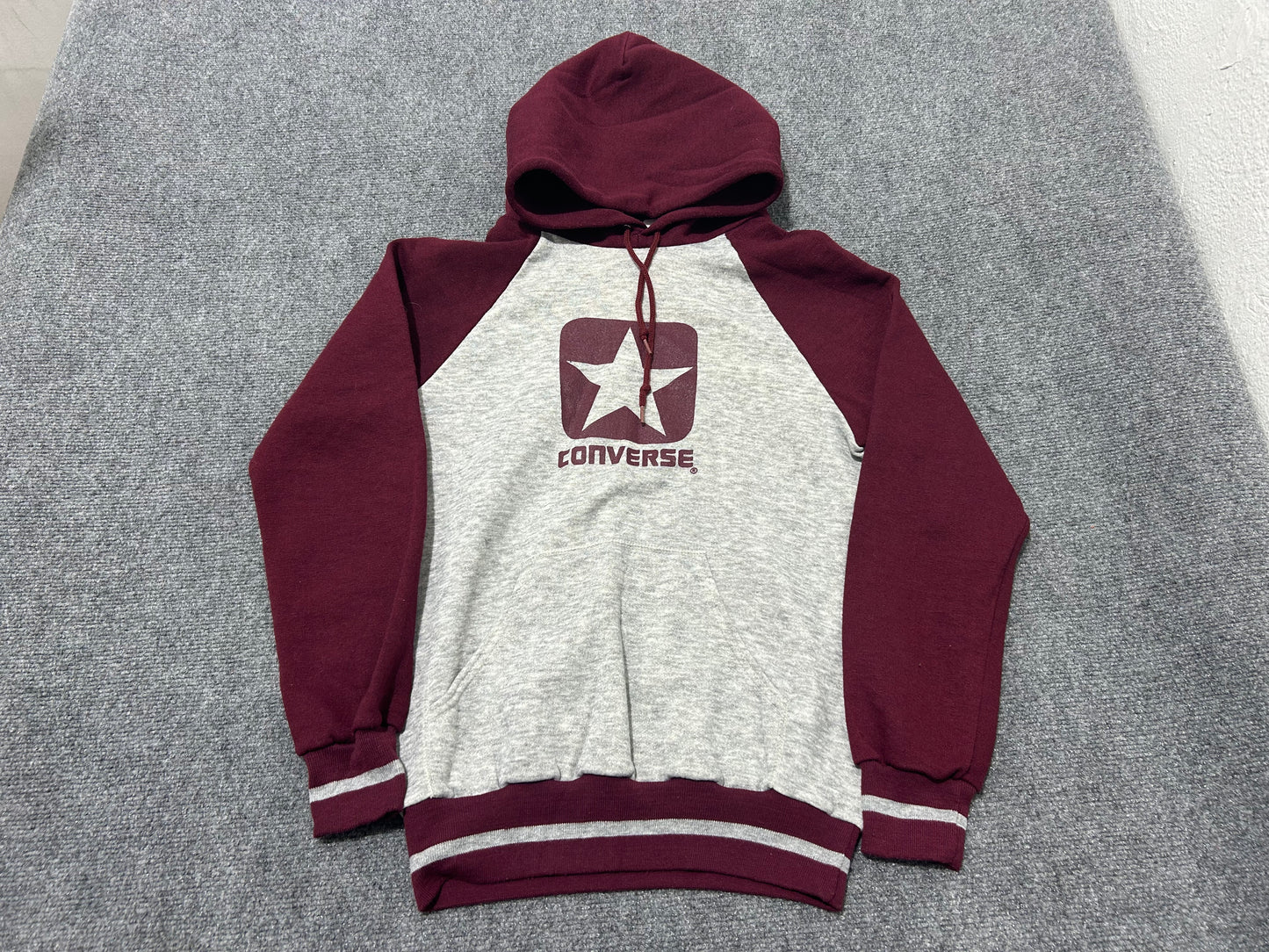 Converse One Star Hoodie - Burgundy/Gray Size Medium
