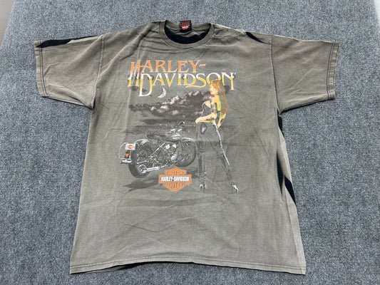 Harley Davidson Girl In Leather Laconia Tee - Faded Black Size XL
